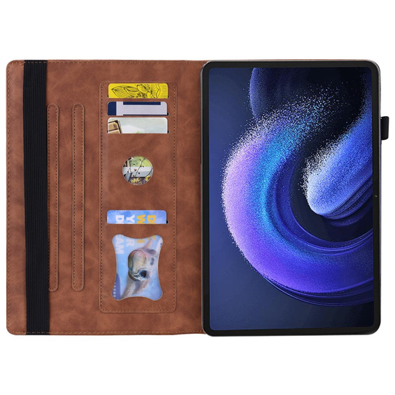 Tok Xiaomi Pad 6, Classic, tolltartóval, barna