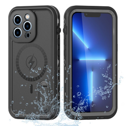 Vízálló tok iPhone 13 Pro, Redpepper, MagSafe-hoz, fekete