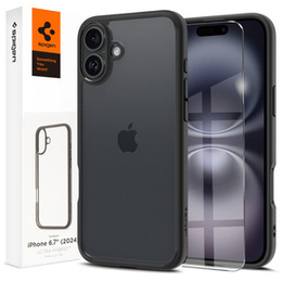A Spigen tok iPhone 16 Plus, Ultra Hybrid, fekete + 9H edzett üveg