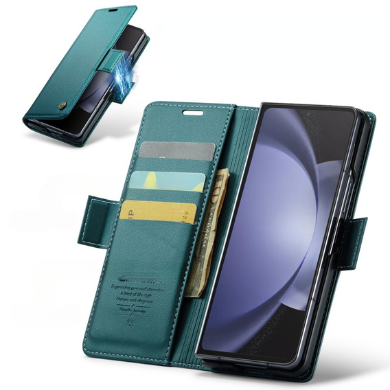 CASEME flip tok Samsung Galaxy Z Fold6 5G, Litchi Wallet, zöld
