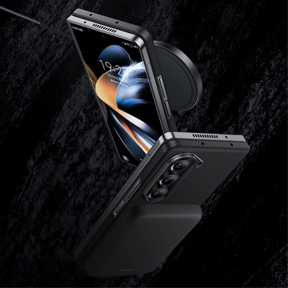 BENKS Kevlar tok Samsung Galaxy Z Fold5 5G, MagSafe, Carbon Fiber, fekete