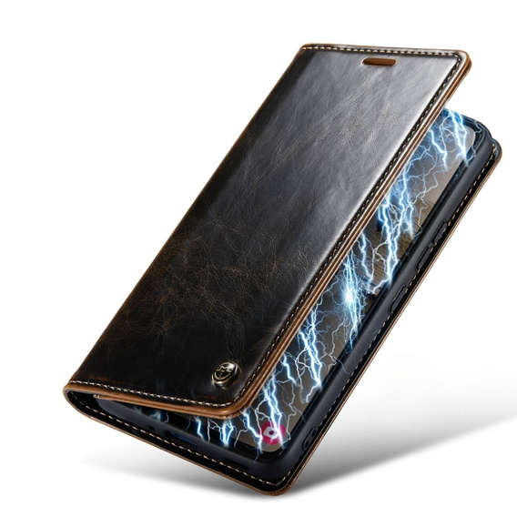 CASEME flip tok Samsung Galaxy A53 5G, Waxy Textured, fekete / barna
