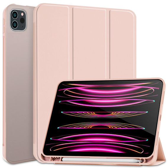 Tok iPad Pro 12.9" 2022/2021/2020 (6/5/4 gen.), Smart Pencil, tolltartóval, rózsaszín