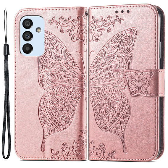 Pattintható tok a Samsung Galaxy M23 5G / M13, Butterfly, rózsaszín rose gold