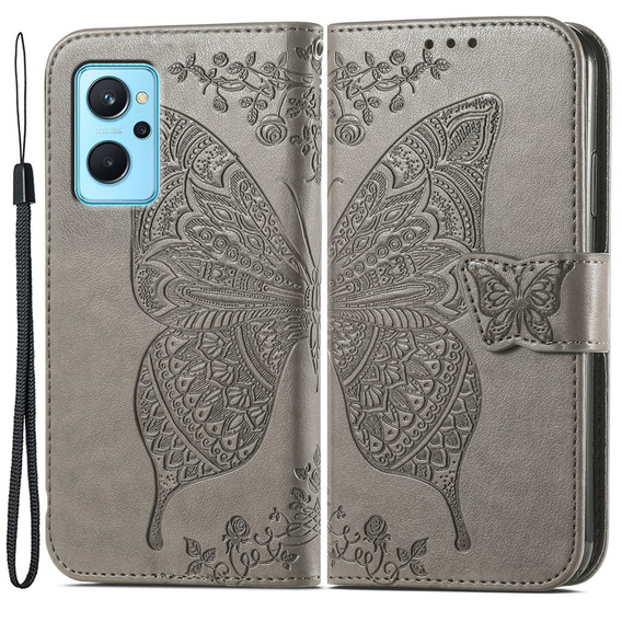 Pattintható tok a Realme 9i / Oppo A96, Butterfly, szürke