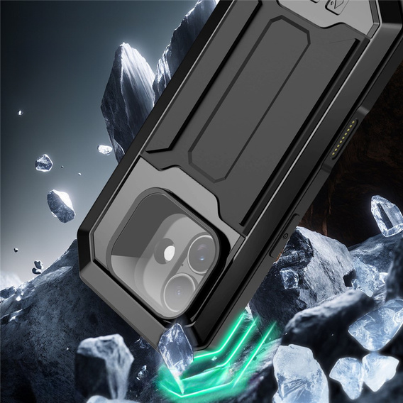 R-JUST páncélozott tok képernyővédővel és állvánnyal iPhone 17-hez