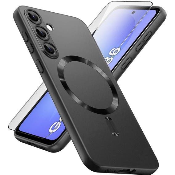 Tok Samsung Galaxy A36, ColorMag, MagSafe-hoz, fekete + 9H edzett üveg