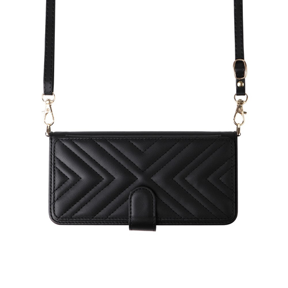 Tok patenttal a Samsung Galaxy S25 Edge-hez, Crossbody Leather Wallet, fekete