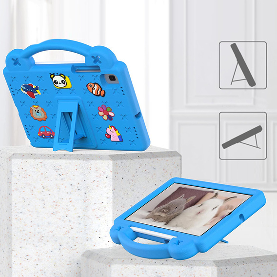 Gyermek tok Samsung Galaxy Tab S6 Lite 10.4 2020/2022 / Tab A7 2020 T500 / T505 / Tab S6 T860/T865, Cute Patterns, állvánnyal, kék