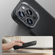BENKS Kevlar tok iPhone 16 Pro Max, MagSafe, Carbon Fiber, fekete