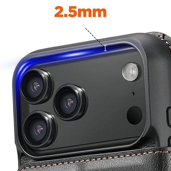 2 az 1-ben flip tok iPhone 17 Pro Max készülékhez, SUTENI, MagSafe-hoz, fekete