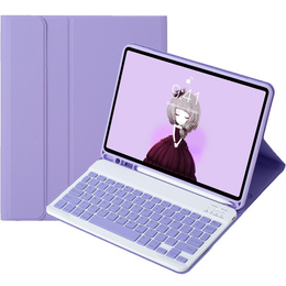 Bluetooth billentyűzetet tartalmazó tok iPad 11" 2025 A16 (11 gen.) / iPad 10.9" 2022 (10 gen.) készülékhez, lila