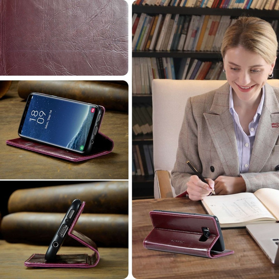 CASEME flip tok Samsung Galaxy S8, Waxy Textured, piros