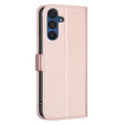 Pattintható tok a Samsung Galaxy A15, BINFEN Wallet, rózsaszín rose gold + 9H üveg 