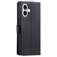 Flap tok iPhone 16 Plus, Rhombus Crossbody Leather, fekete