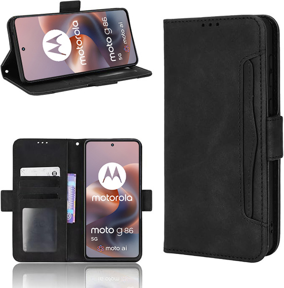 Pattintható tok a Motorola Moto G86 Power 5G, Card Slot, fekete