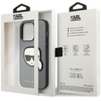 Karl Lagerfeld Telefontok a iPhone 14 Pro Max, Saffiano Karl's Head Patch, ezüst