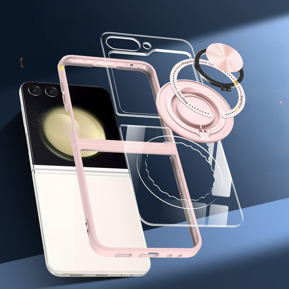 Tok Samsung Galaxy Z Flip7 FE / Z Flip6, Corners Dropproof, MagSafe-hoz, átlátszó / rózsaszín