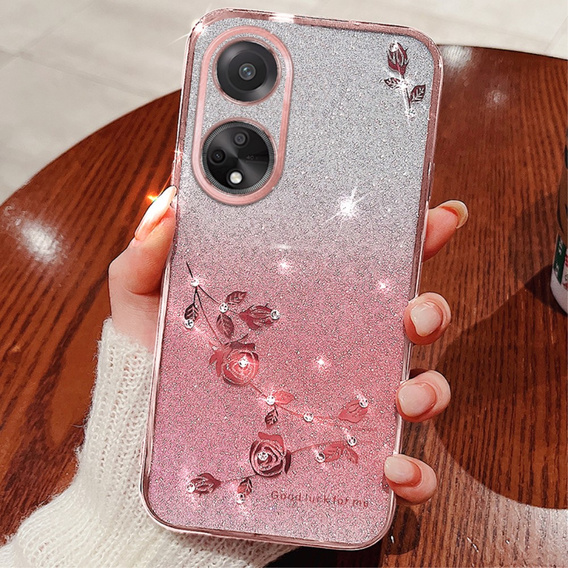 tok Oppo A78 4G, csillogó virág, rózsaszín rose gold