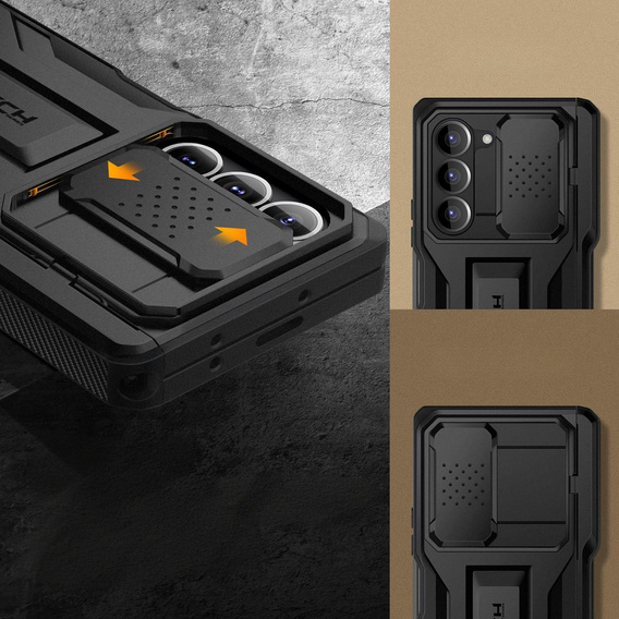 Páncélozott tok Samsung Galaxy Z Fold6 5G, TONGATE MECH sorozat gyűrűvel, fekete