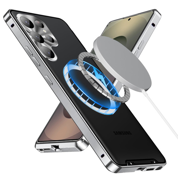 Kameravédő tok Samsung Galaxy S25 Ultra, CamShield MagSafe, ezüst