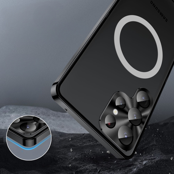 Kameravédő tok Samsung Galaxy S23 Ultra, CamShield MagSafe, átlátszó / fekete