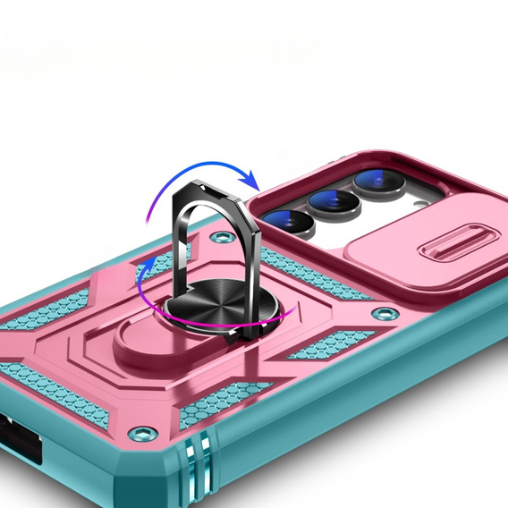 Telefontok a Samsung Galaxy S23, CamShield Slide, rózsaszín / zöld