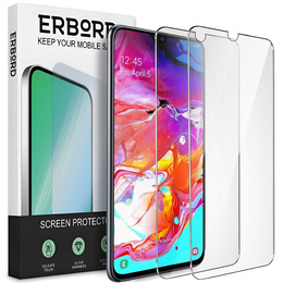 2x edzett üveg a Samsung Galaxy A70, ERBORD 9H Hard Glass a képernyőn