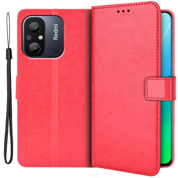 Pattintható tok a Xiaomi Redmi 12C, Crazy Horse Wallet, piros