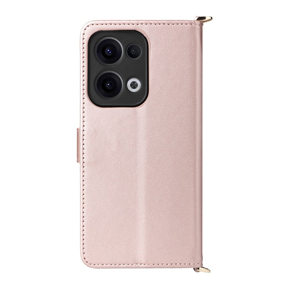 Tok patenttal a Oppo Reno 13 5G-hez, Crossbody Leather Wallet, rózsaszín