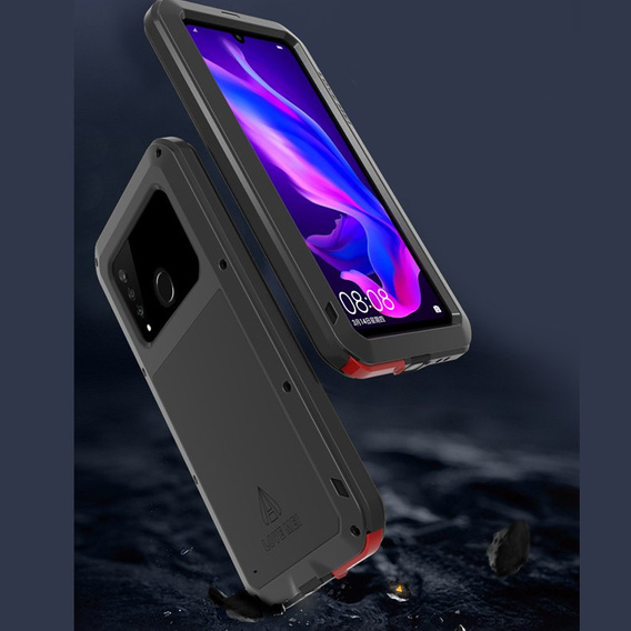 Love Mei Telefontok a Huawei P30 Lite/ Nova 4e, armored with glass, fekete