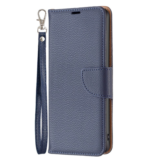 Pattintható tok a Samsung Galaxy A55 5G, Wallet Litchi Leather, tengerészkék