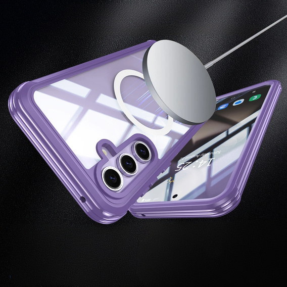 Tok Samsung Galaxy S25-hoz, Shockproof, üveggel, MagSafe-hoz, lila