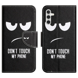 Pattintható tok a Samsung Galaxy M15 5G, Wallet, Don't Touch My Phone fekete