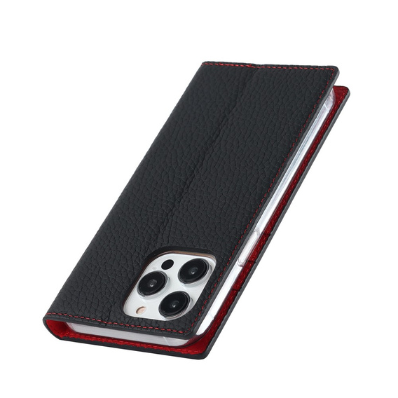 Pattintható tok a iPhone 14 Pro, Litchi Skin Grain, fekete