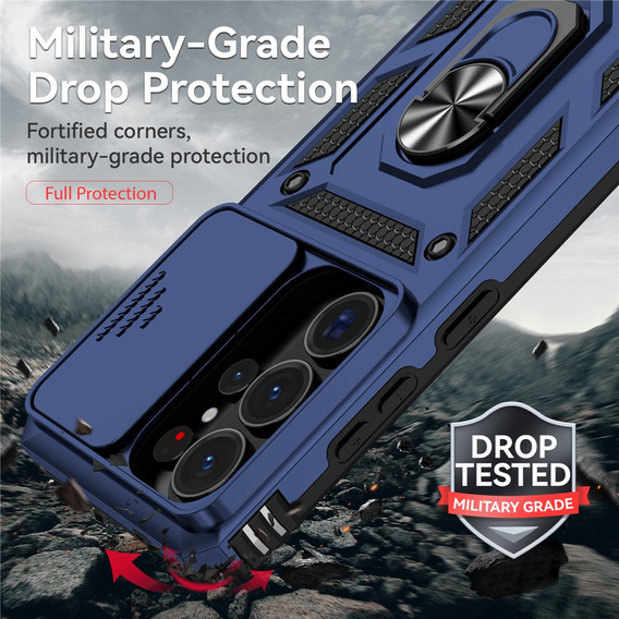 Páncélozott tok állvánnyal és lencsefedéllel a Samsung Galaxy S26 Ultra készülékhez