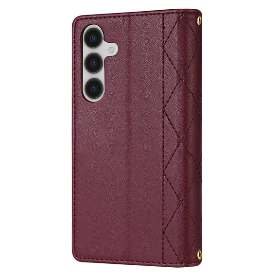 Flap tok Samsung Galaxy A56 5G, Rhombus Crossbody Leather, bordó