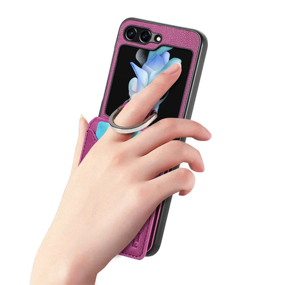 Tok Samsung Galaxy Z Flip7 FE / Z Flip6, Card Slot Ring Case, lila