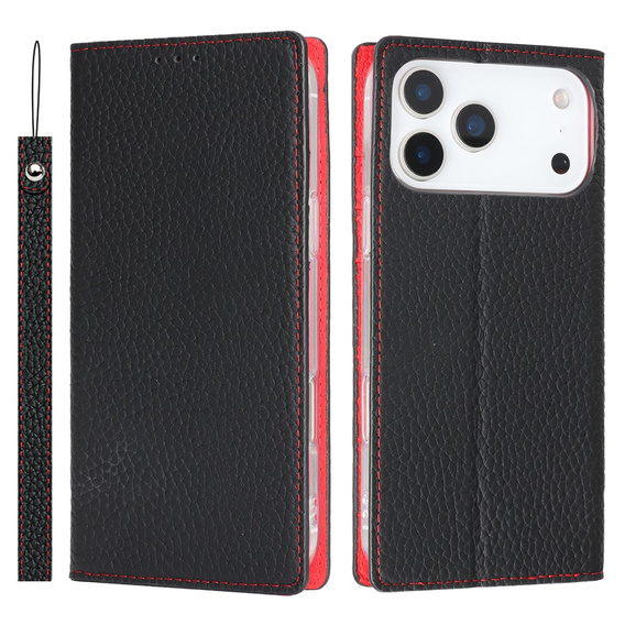 Litchi Skin Grain flip tok iPhone 17 Pro Max készülékhez