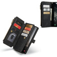 CASEME tok Samsung Galaxy A56 5G, Leather Wallet Cash and Card Slots, pánttal, fekete