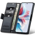 Tok Oppo Reno 11F, ERBORD Glossy Litchi, pénztárca patenttal, fekete