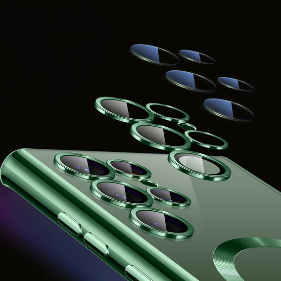 Tok Samsung Galaxy S25 Ultra-hoz, Electro MagSafe, zöld + üveg a képernyőhöz