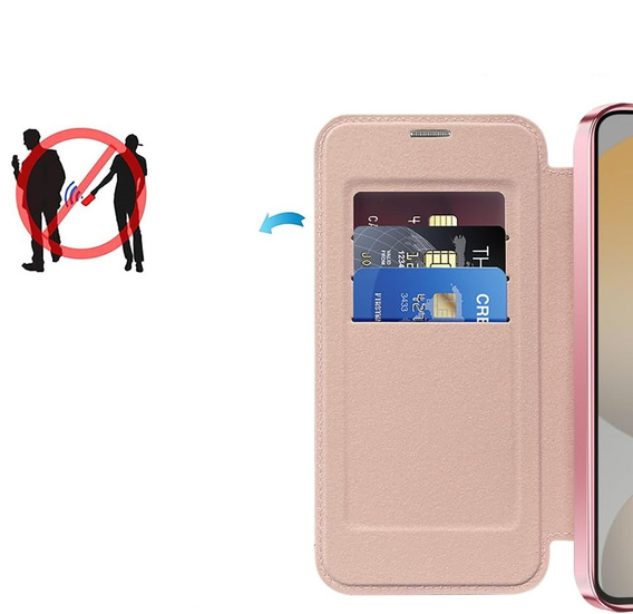 Pattintható tok a Samsung Galaxy S25 FE, RFID Wallet MagSafe CamShield, rózsaszín