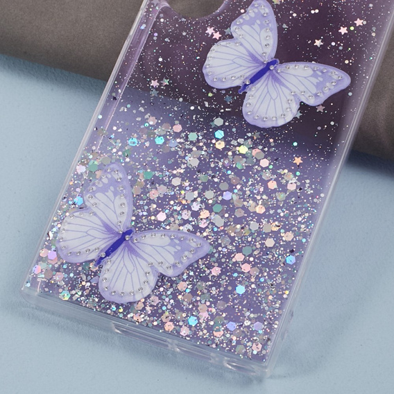 Tok Samsung Galaxy S24 Ultra, Glitter Butterfly, lila