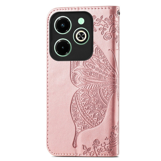 Pattintható tok a Infinix Hot 40i, Butterfly, rózsaszín rose gold