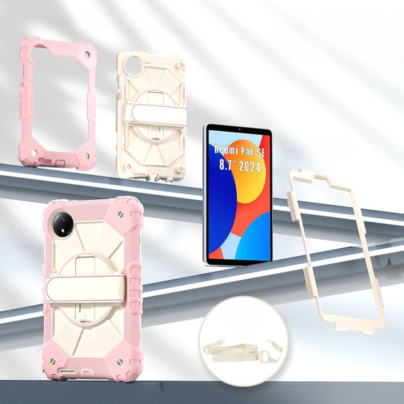 Gyerek tok Xiaomi Redmi Pad SE 8.7", páncélozott, pánttal, rózsaszín