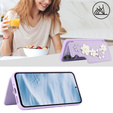 Tok Samsung Galaxy A55 5G, Leather Flower Card Slot, lila