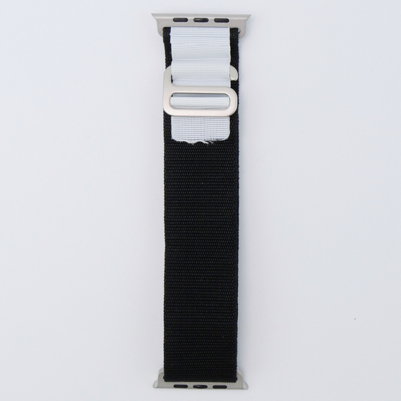 Nylon szíj Apple Watch 1/2/3/4/4/5/6/7/8/SE/ULTRA 42/44/45/45/49mm, fekete / fehér
