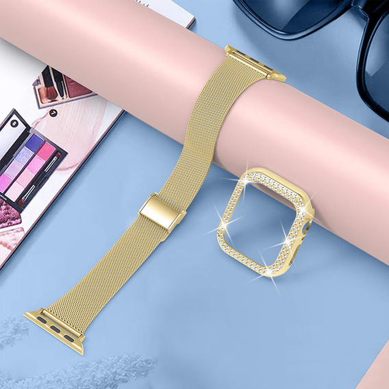 Etui z folią ochronną + Bransoleta Milanese do Apple Watch 1/2/3/4/5/6/SE (42/44MM), Black