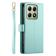Pattintható tok a Xiaomi 14T, Wallet Zipper Pocket, zöld